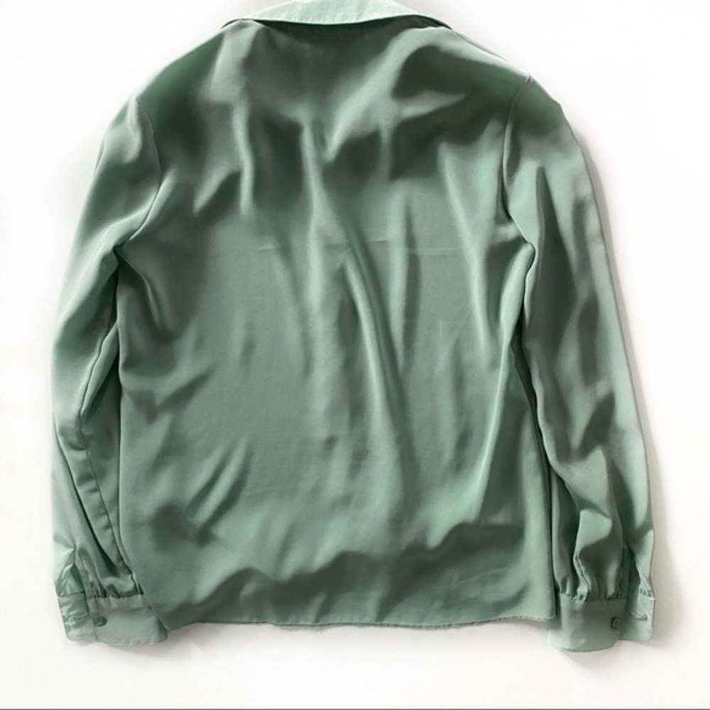 St. John Green Polyester Button Down Blouse - image 2